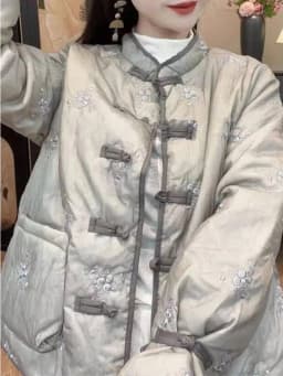 Ele Winter Cotton Jaet Women's New Chinese Sle National Trend Button Embroidery Interlined Thiened Warm Cottonwear
