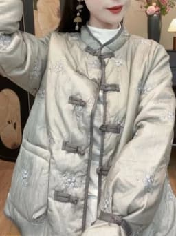 Ele Winter Cotton Jaet Women's New Chinese Sle National Trend Button Embroidery Interlined Thiened Warm Cottonwear
