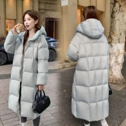 2025 Winter Down Cotton Coat Women Long Windproof Warm Long Sleeve Hooded Jacket Solid Color Slim Lady Parkas Overcoat Female