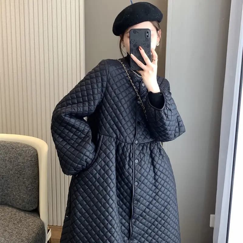 Retro Loose And Lightweight Cotton Dress Mid Length Coat Fashionable Women's Warm Down Cotton Jacket Jacket With Cotton Clip