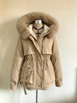 Y2k Vintage Long Sleeve Parka Faux Fur Collar Patchwork Autumn Winter Women Casual American Retro Padded Coat Solid 2026