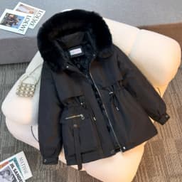Y2k Vintage Long Sleeve Parka Faux Fur Collar Patchwork Autumn Winter Women Casual American Retro Padded Coat Solid 2026