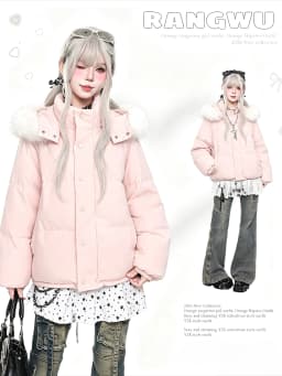 2026 Winter Y2K American Vintage Women Parkas Faux Fur Collar Korean Warm Cotton‑padded Casual Outerwear Jacket Tops