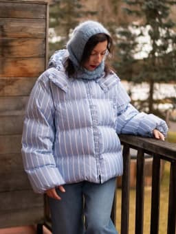 Women Casual Hooded Striped Cotton Coat Chic Full Sleeve Zipper Thicken Single Breasted Jacket Lady Winter Daily Street Outwears