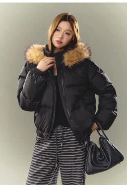 Winter Warm Cotton Padded Parka With Faux Fur Collar Y2K Vintage Casual Streetwear Thick Loose Oversized Outer Coat For Ladies