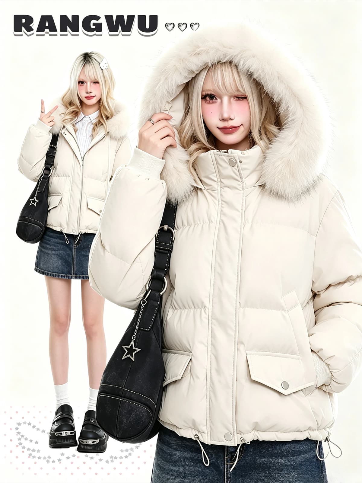 2026 Autumn Faux Fur Cotton‑padded Parka Jackets Womens Y2K American Vintage Korean Fashion Warm Casual Outer Coats Tops