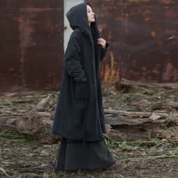 Johnature Women Black Hooded Long Sleeve Parkas Warm Long Sleeve Winter Coats 2025 New Female Chinese Style Bandage Parkas