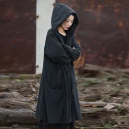 Johnature Women Black Hooded Long Sleeve Parkas Warm Long Sleeve Winter Coats 2025 New Female Chinese Style Bandage Parkas