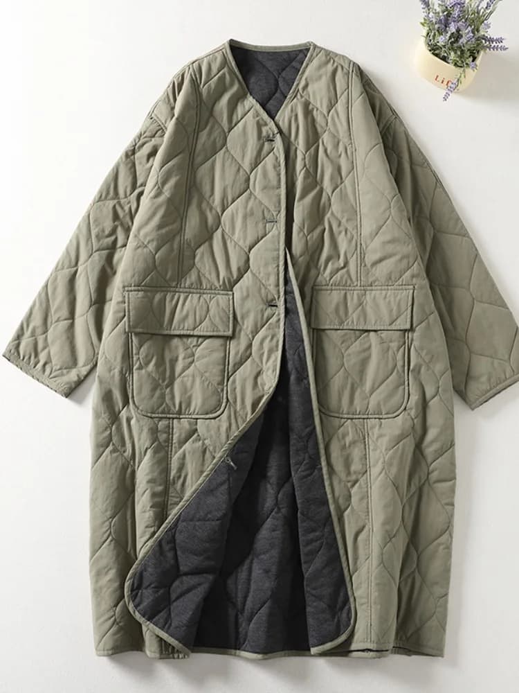 Thickened Cotton Jacket Winter Warm Casual Mom Coat Medium Length Overfilled Cotton Clothes Women's Fashion Artistic Style