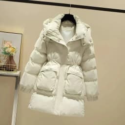 Mid Long Winter 2025 DownCotton Jacke Women's Fashionable Cotton Jacket With Waist Cinching Slimming EffectThick Totton Jacket