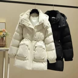 Mid Long Winter 2025 DownCotton Jacke Women's Fashionable Cotton Jacket With Waist Cinching Slimming EffectThick Totton Jacket