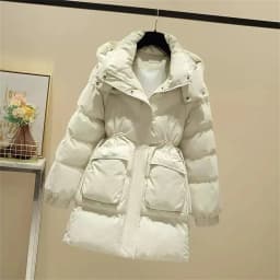 Mid Long Winter 2025 DownCotton Jacke Women's Fashionable Cotton Jacket With Waist Cinching Slimming EffectThick Totton Jacket