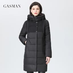 GASMAN 2022 women's winter jacket Long casual warm down jacket female Stand-up collar hooded zipper parka Women coat 17616