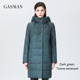 GASMAN 2022 women's winter jacket Long casual warm down jacket female Stand-up collar hooded zipper parka Women coat 17616