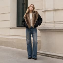 Women Faux Fur Parkas Coats Solid Overcoats Turn Down Collar Long Sleeves Thick Loose Fit Office Lady Casual 2026 Autumn Winter