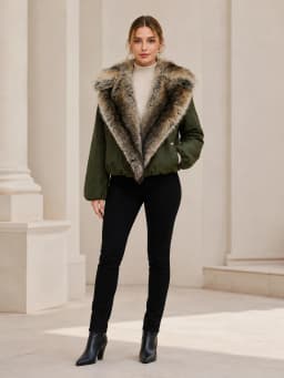 Women Faux Fur Parkas Coats Solid Overcoats Turn Down Collar Long Sleeves Thick Loose Fit Office Lady Casual 2026 Autumn Winter