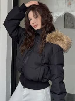 Korean Fashion Cotton padded Jacket Harajuku Casual Outerwear Tops Women Faux Fur Collar Parkas Coats Y2K American Vintage Daily