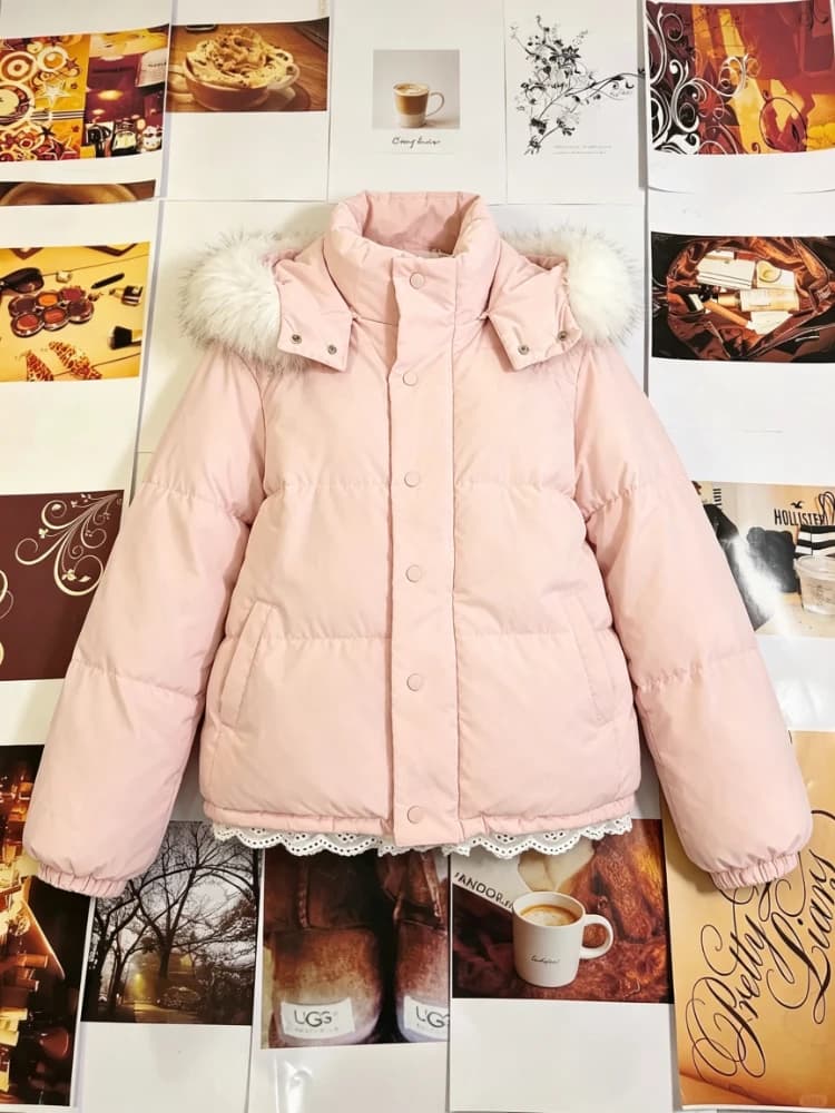 2026 Y2K American Vintage Women Cotton padded Parkas Jacket Winter Faux Fur Collar Korean Style Warm Casual Outer Coats Tops