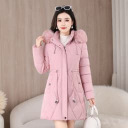 2026 Fashion Winter Women Parkas Long Slim Fashion Korean Big Fur Collar Zipper All-match Warm Down Jacket
