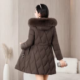 2026 Fashion Winter Women Parkas Long Slim Fashion Korean Big Fur Collar Zipper All-match Warm Down Jacket