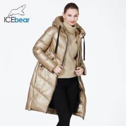 ICEbear-Mid-length Hooded Jacket for Women, Warm Cotton Coat, Casual Parkas for Ladies, Fashion Brand, New, Winter, GWD20302D, 2