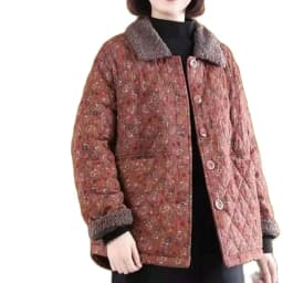 Women's Autumn Winter Cotton-padded Coat NEW Female Single row buckle Floral Jacket Retro Short Leisure Woolen collar Overcoat