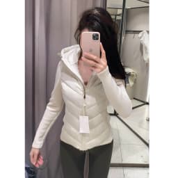 White Hooded Slim Fit Splice Waist Thickened Short Cotton Jacket Women's Light Thin Korean Style Commute Long Sleeve Zipper