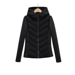 White Hooded Slim Fit Splice Waist Thickened Short Cotton Jacket Women's Light Thin Korean Style Commute Long Sleeve Zipper