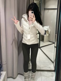 White Hooded Slim Fit Splice Waist Thickened Short Cotton Jacket Women's Light Thin Korean Style Commute Long Sleeve Zipper