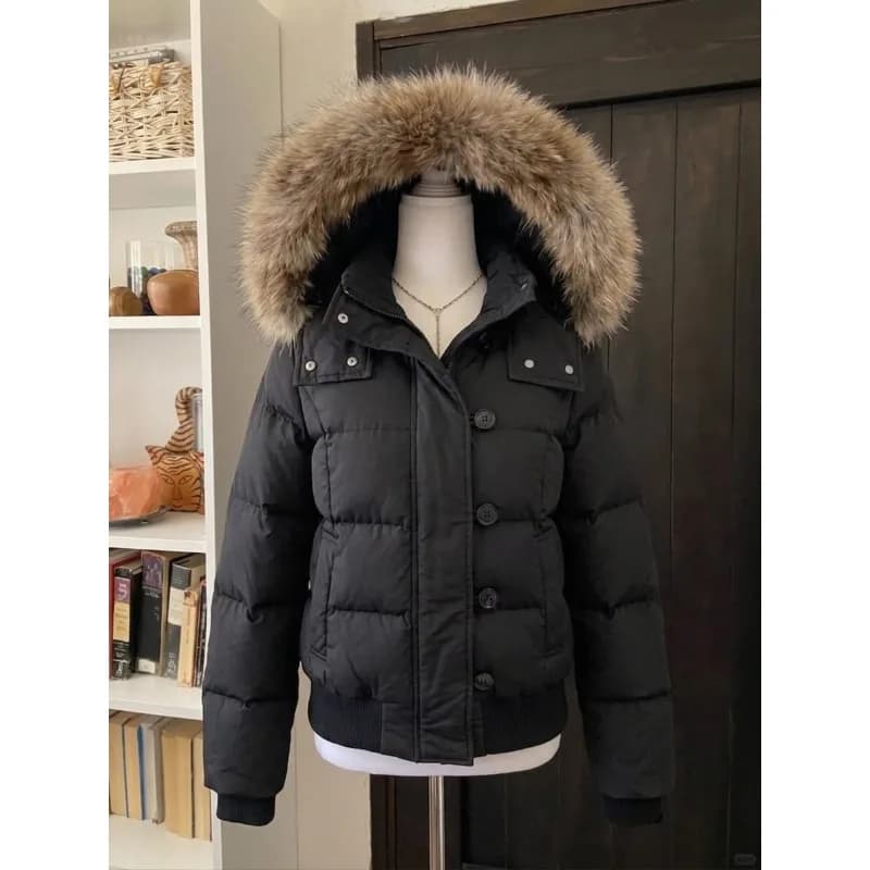 Vintage Y2K Faux Fur Collar Jacket Women Long Sleeve Solid Color Japanese Harajuku Style Casual Street Outerwear Autumn Winter