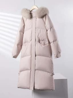 Women Winter Long Parka Jacket Faux Fur Collar Cotton Padded Coat Korean Style Warm Y2K Vintage Casual Streetwear Outerwear