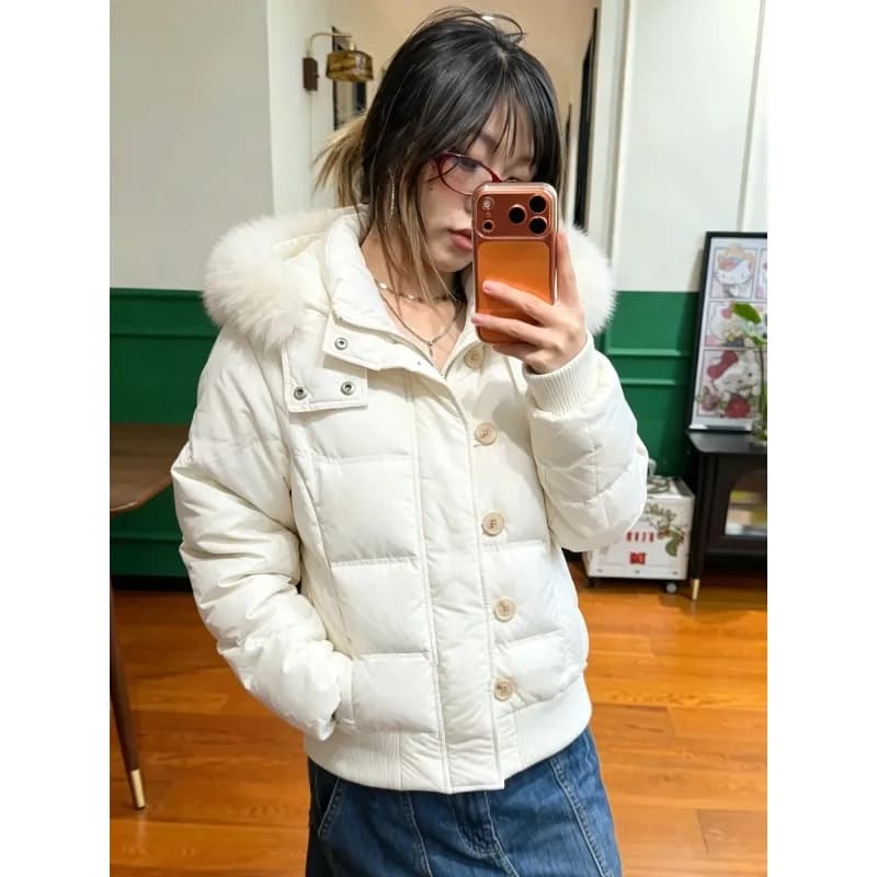 American Retro Coat Faux Fur Collar Jacket Long Sleeve Women Casual Subculture Harajuku Solid Color Streetwear Women Clothing