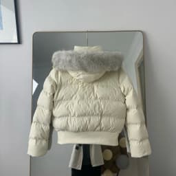 Ladies White Hooded Cropped Padded Jacket Faux Fur Collar Single Breasted Warm Winter Thick Outerwear Street Fashion Clothing