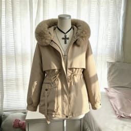 Casual American Vintage Workwear Short Padded Coat Ladies Thick Warm Zipper Autumn Winter Street Chic Women Outer Jackets