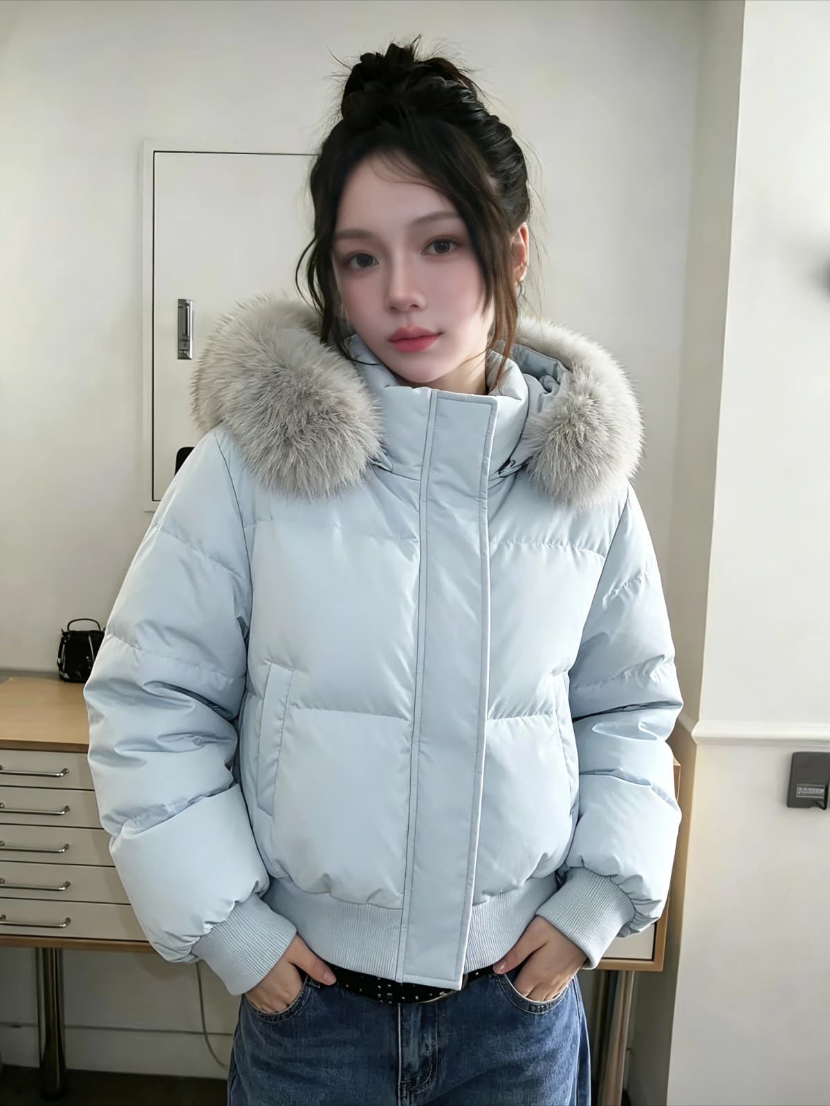Y2K Korean Vintage Women Winter Coat 2026 Faux Fur Collar Warm Cotton Padded Parka Casual Jacket Outerwear For Travel