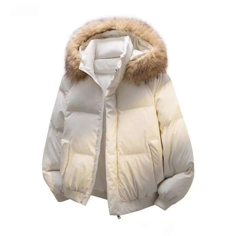 2026 Korean Fashion Women Faux Fur Collar Winter Jacket Warm Cotton Padded Coat Y2K Vintage Casual Parka Streetwear Outerwear