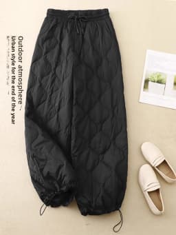 Lightweight Thickened Cotton Pants for Women Loose Cuffed Casual Harlan Pants Large Size Korean Style Commute Regular Length