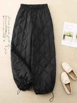 Lightweight Thickened Cotton Pants for Women Loose Cuffed Casual Harlan Pants Large Size Korean Style Commute Regular Length