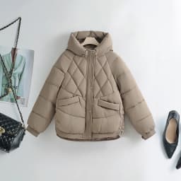 Women's Thickened Cotton Jacket Autumn Winter Hooded Puffer Bread Style Large Size Short Height down Cotton Coat Trendy