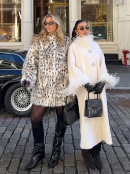 Winter Faux Fur Mid Length Jacket Coats Women Stand Collar Print Leopard Coat Thick Warm Loose Streetwear Jacket Outerwear