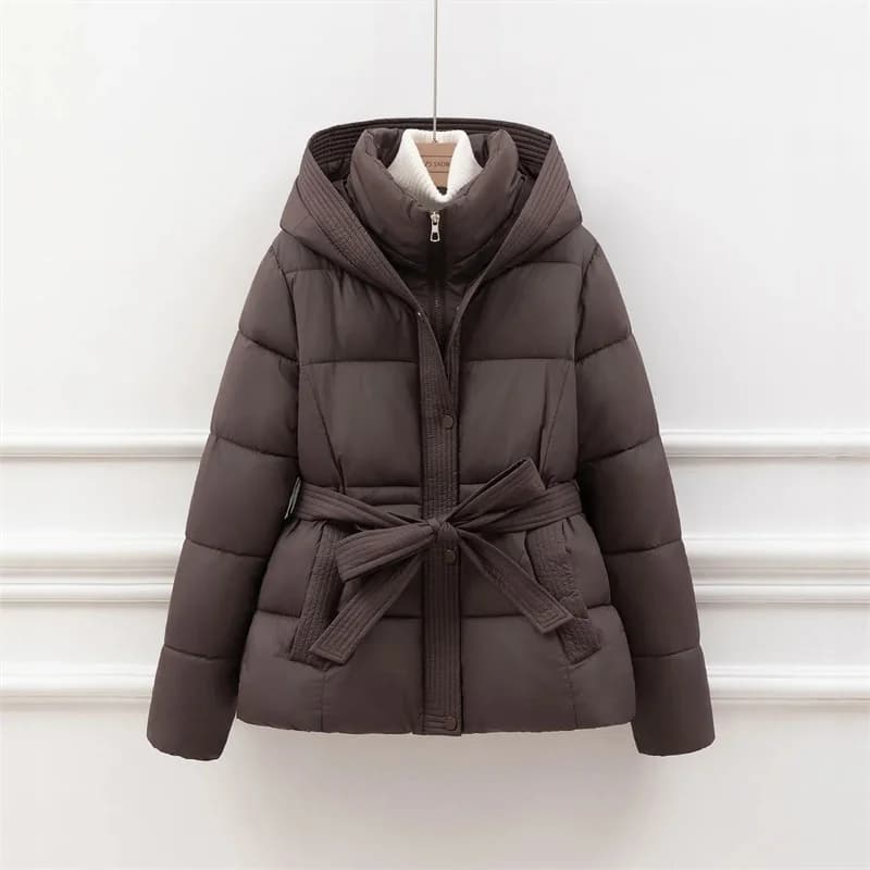 European Double-layer Collar Down Cotton Jacket Women Winter 2025 New Fashionable Lamb Wool Warm Sports And Casual Slim Jacket