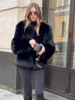 Winter Luxury Faux Fur Jacket Coat Women Black Short Fur Jacket Turn Down Collar Long Sleeves Cardigan Overcoat Soft Jacket