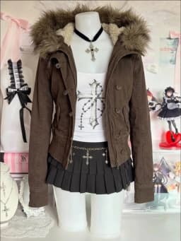 Y2K Vintage Faux Fur Parka Women Cotton‑padded Jacket Korean Style Warm Wind‑Resistant Casual Winter Outerwear Tops 2026
