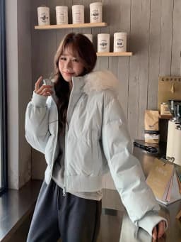 2026 Korean Fashion Women Faux Fur Collar Winter Coat Warm Cotton Padded Jacket Y2K Casual Vintage Parka Outerwear Coats