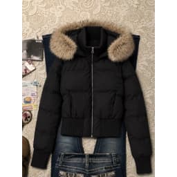 American Vintage Cotton‑padded Jacket Korean Fashion Women Faux Fur Collar Parkas Coats Y2K Harajuku Casual Outerwear Tops