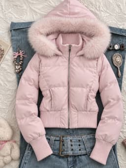 American Vintage Cotton‑padded Jacket Korean Fashion Women Faux Fur Collar Parkas Coats Y2K Harajuku Casual Outerwear Tops
