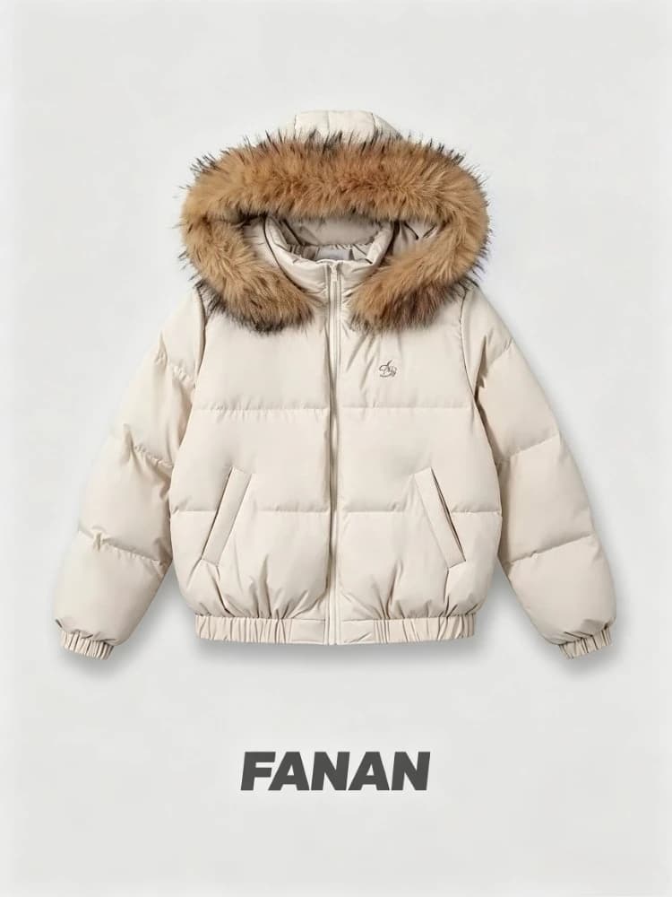 Vintage Y2K Women Faux Fur Collar Hooded Winter Jacket 2026 Korean Fashion Warm Cotton Padded Parka Casual Streetwear Coat