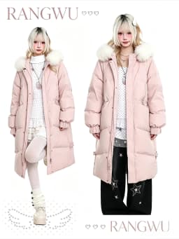 Vintage Y2K Korean Style Women Long Winter Parka Faux Fur Collar Cotton Padded Coat Warm Thick Casual Street Outerwear