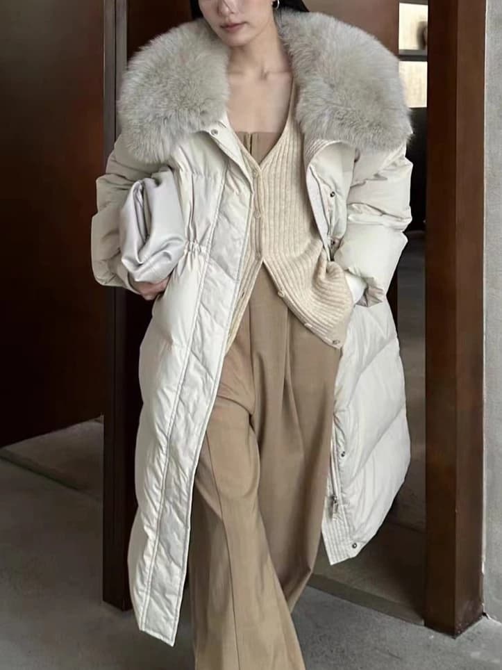 2026 Winter Women Warm Long Cotton Padded Parkas Faux Fur Collar Jacket Vintage Y2K Korean Fashion Overcoat Outerwear