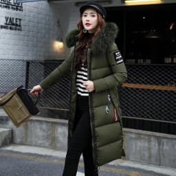 2023 New Women's Jacket Parka Down Cotton Parkas Winter Jacket Fur Collar Hooded Parkas Overcoat Thick Slim Long Coat Outerwear